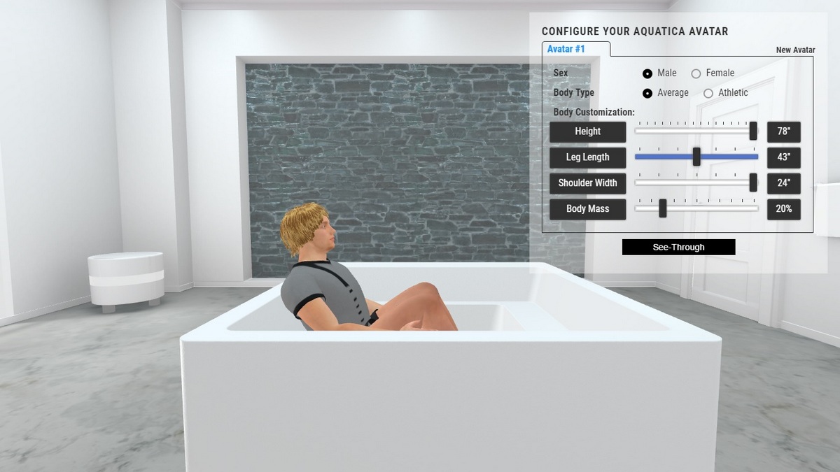 Lacus Drop in Bathtub 3D Body Position